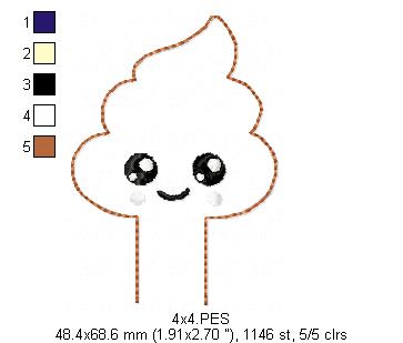 Pencil Topper Emoticon - ITH Project - Machine Embroidery Design