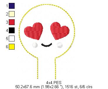 Pencil Topper Emoticons  - ITH Project - Machine Embroidery Design