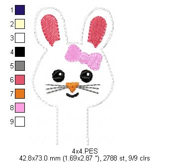 Pencil Topper Bunny Girl - ITH Project - Machine Embroidery Design
