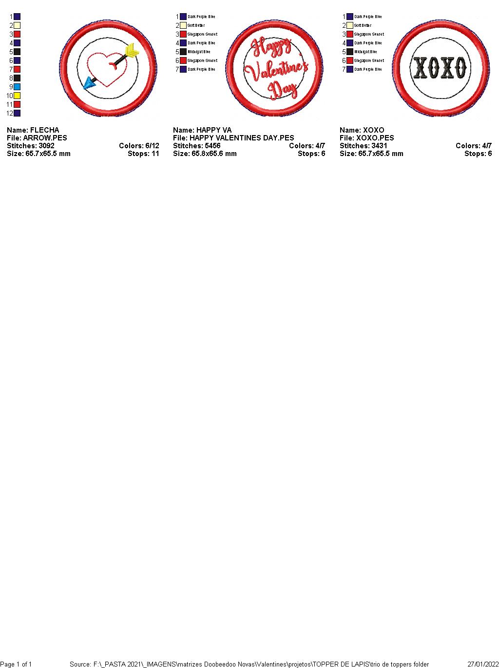 Pencil Topper Valentine's Day - ITH Project - Machine Embroidery Design