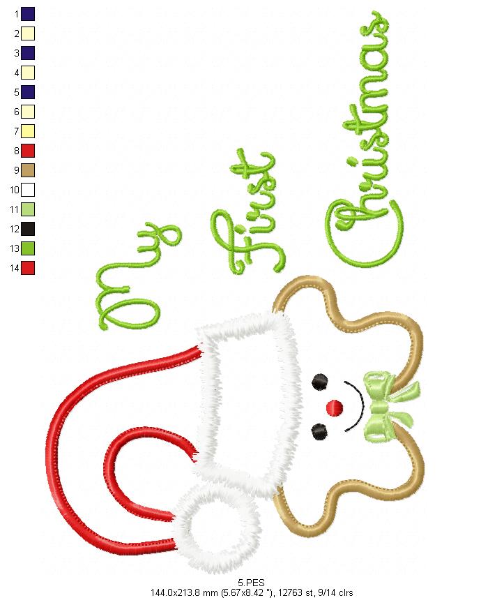 My First Christmas Star Boy - Applique - 5 Sizes - Machine Embroidery Designs
