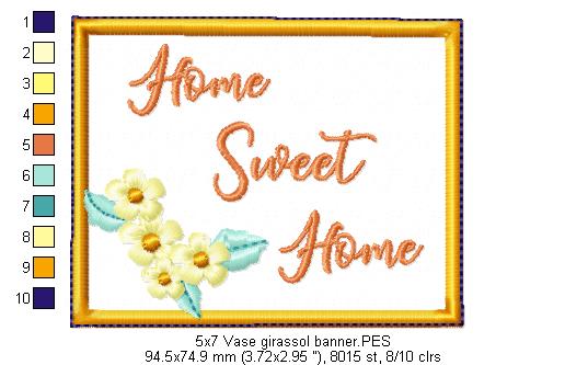 Sunflower Vase Ornament - ITH Project - Machine Embroidery Design