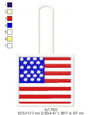 USA Keychain - ITH Project - Machine Embroidery Design
