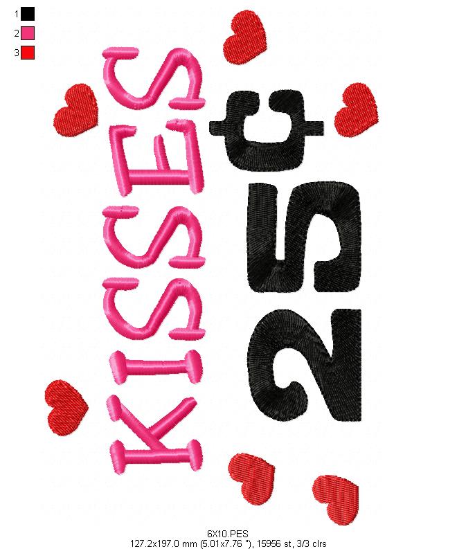 kISSES 25 - Fill Stitch - Machine Embroidery Design
