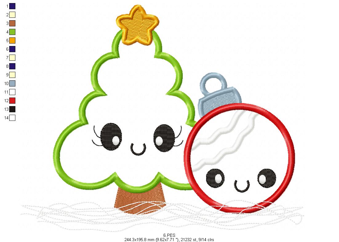 Christmas tree - Applique - 6 Sizes - Machine Embroidery Design