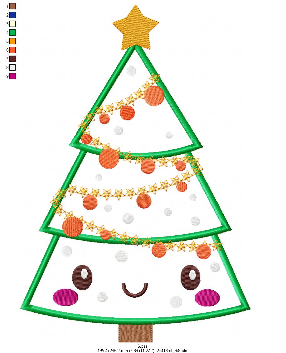 Christmas Tree - 5 Sizes - Applique - Machine Embroidery Design