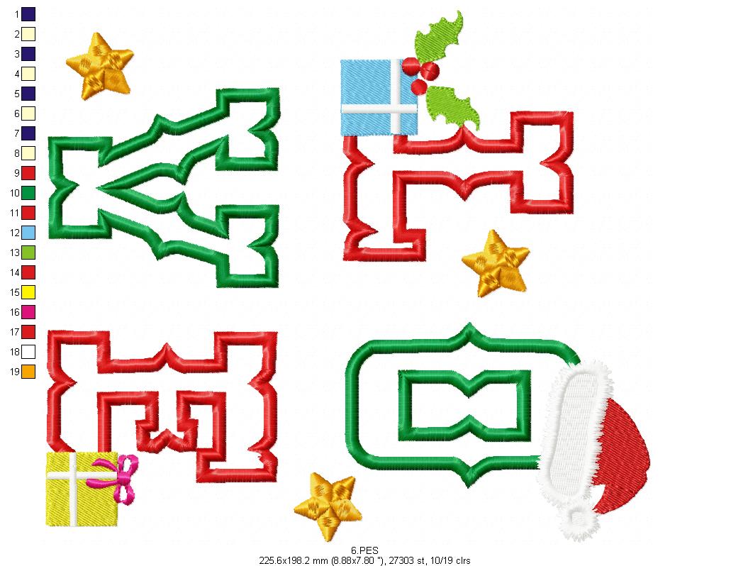 Christmas Love - Applique - 6 Sizes - Machine Embroidery Designs