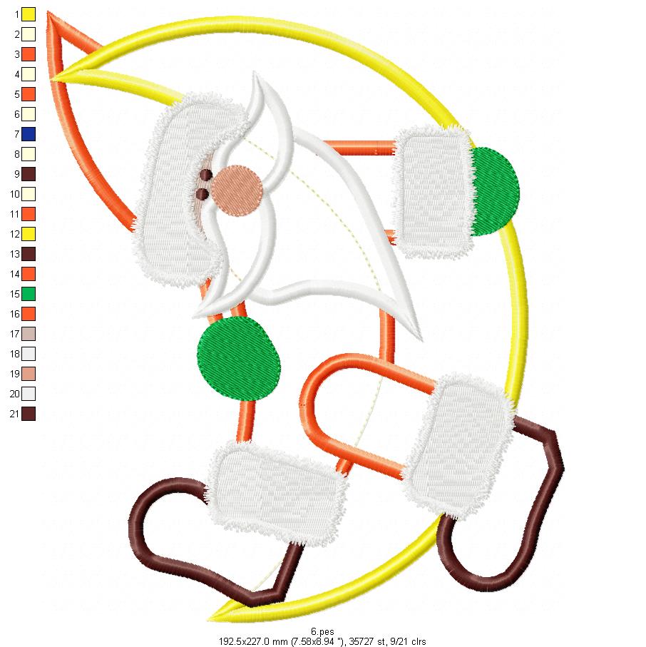 Santa Claus on the Moon - Applique - 6 Sizes - Applique - Machine Embroidery Designs