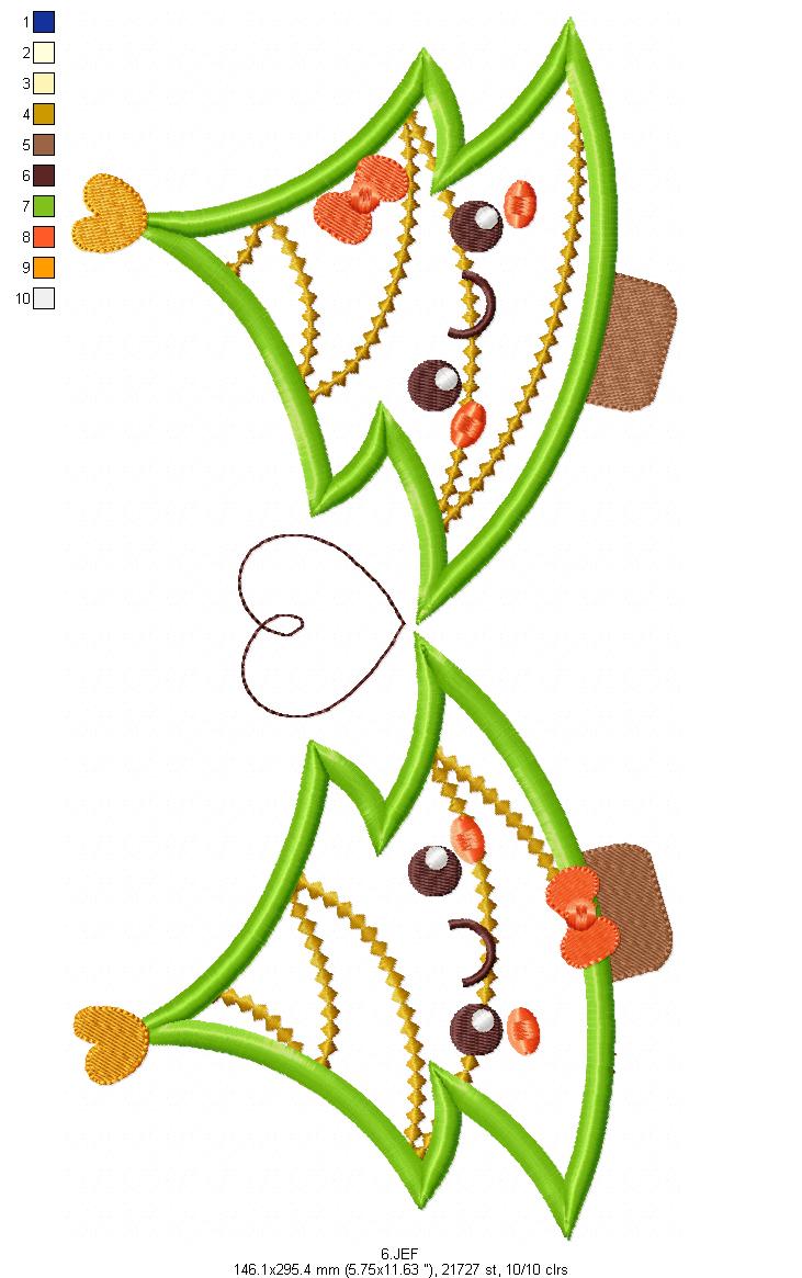 Love Tree Christmas - Applique - 6 Sizes - Machine Embroidery Design