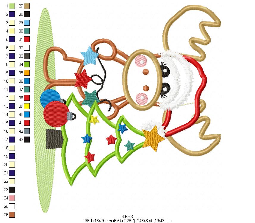 Cute Reindeer - Applique - 6 Sizes - Machine Embroidery Design