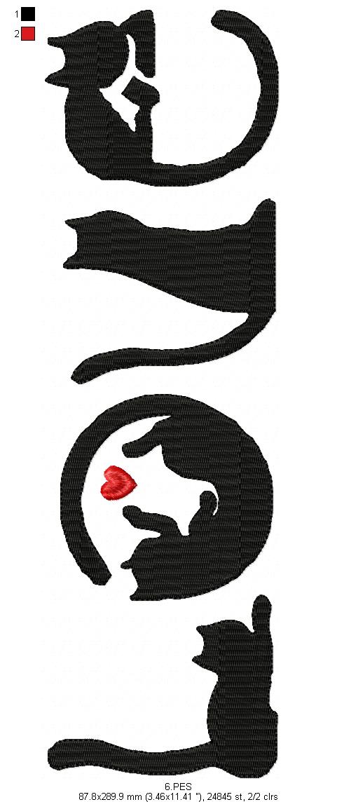 Love Cats - Valentine's Day - Machine Embroidery Design