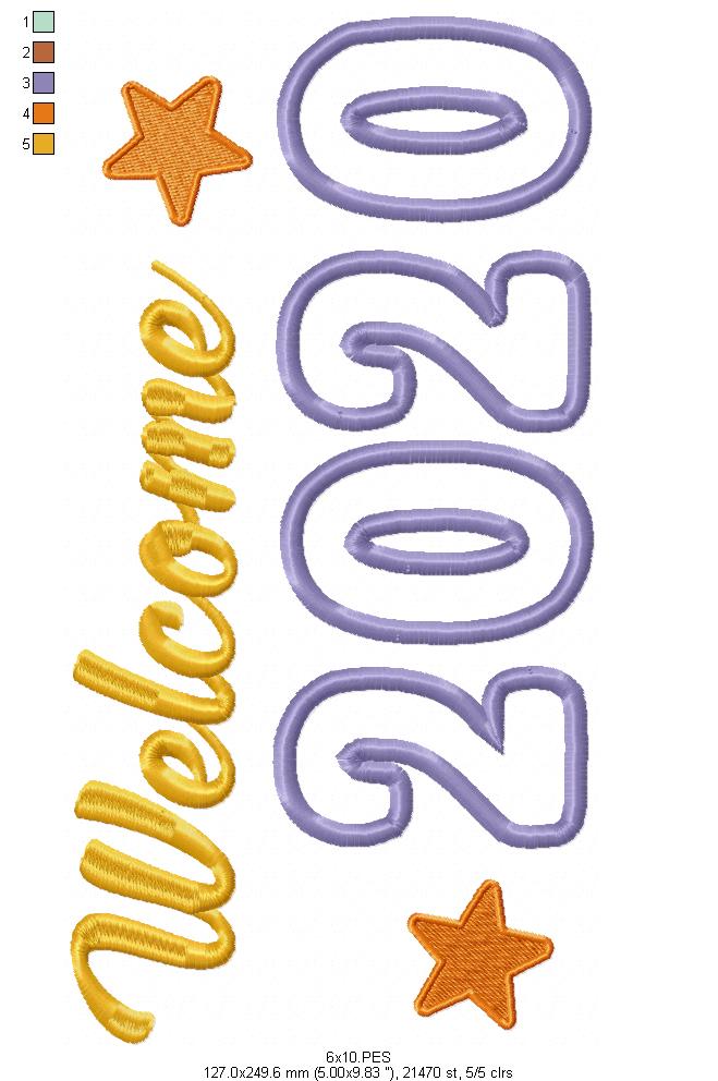 Welcome New Year Machine Embroidery Applique Design