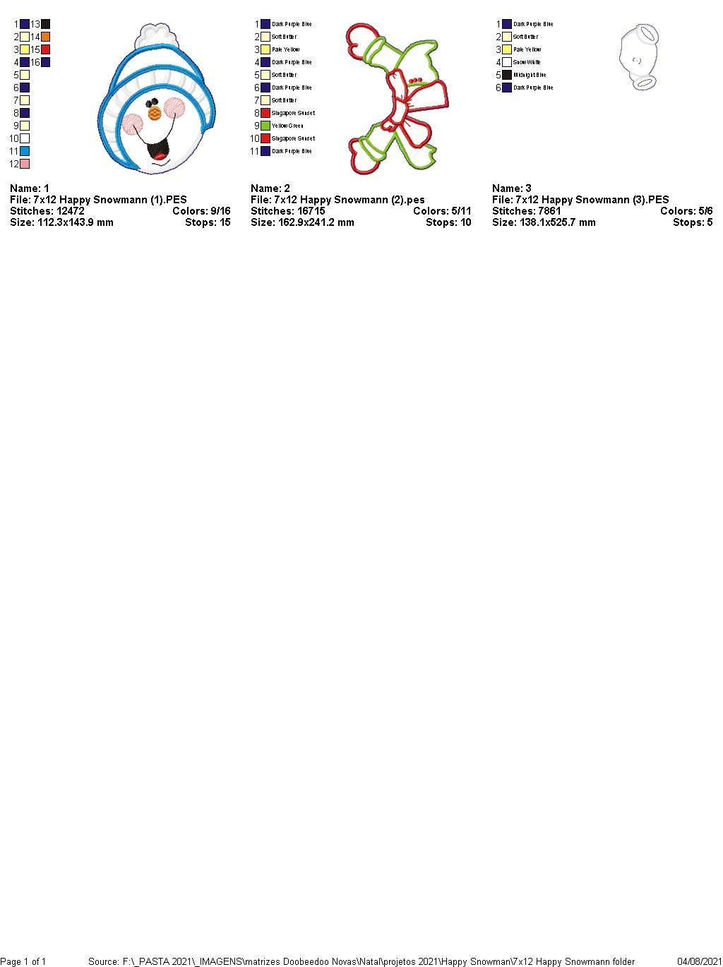 Happy Snowman Christmas Ornament - ITH Project - Machine Embroidery Design