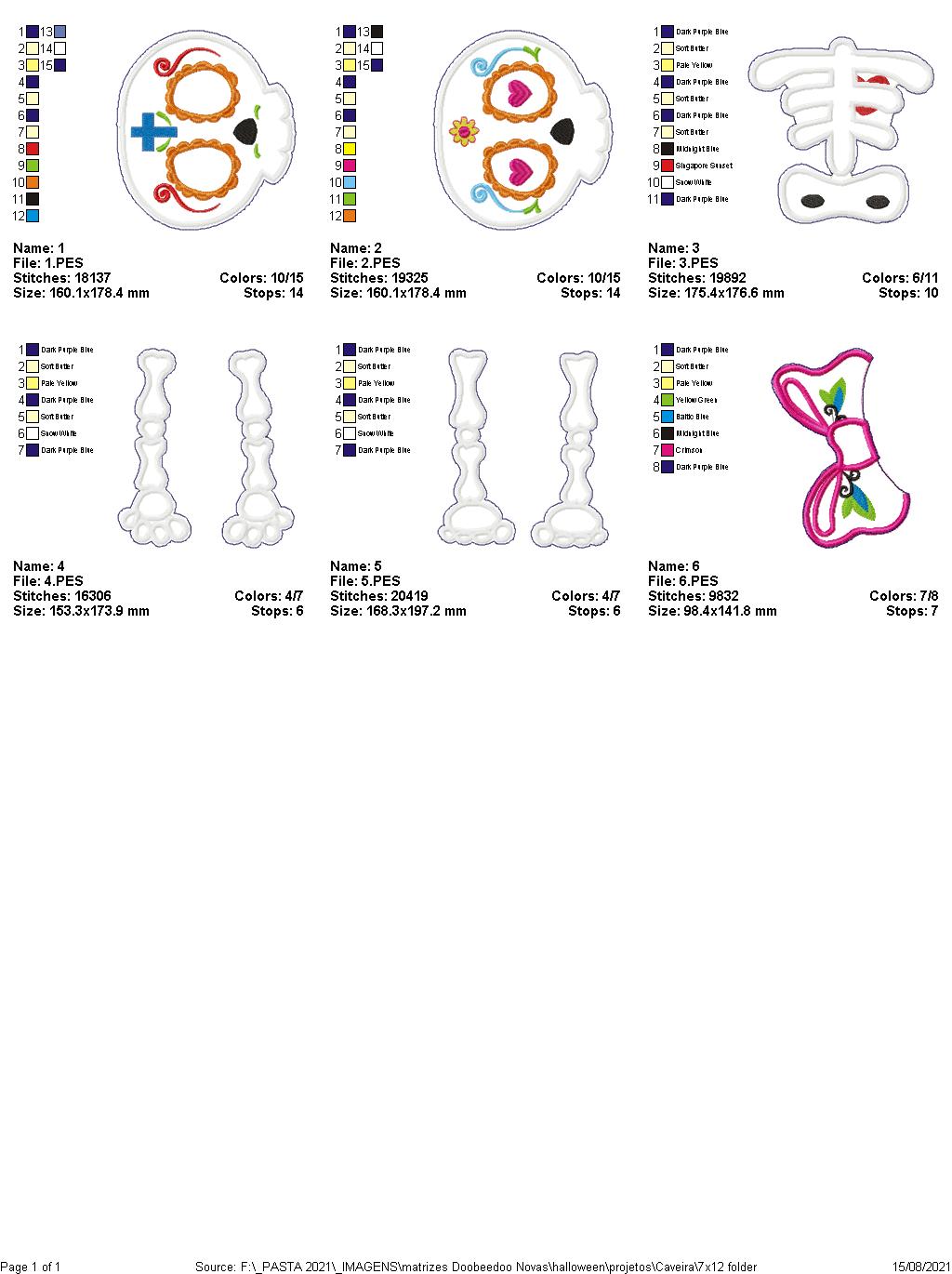 Halloween Skull - ITH Project - Machine Embroidery Design