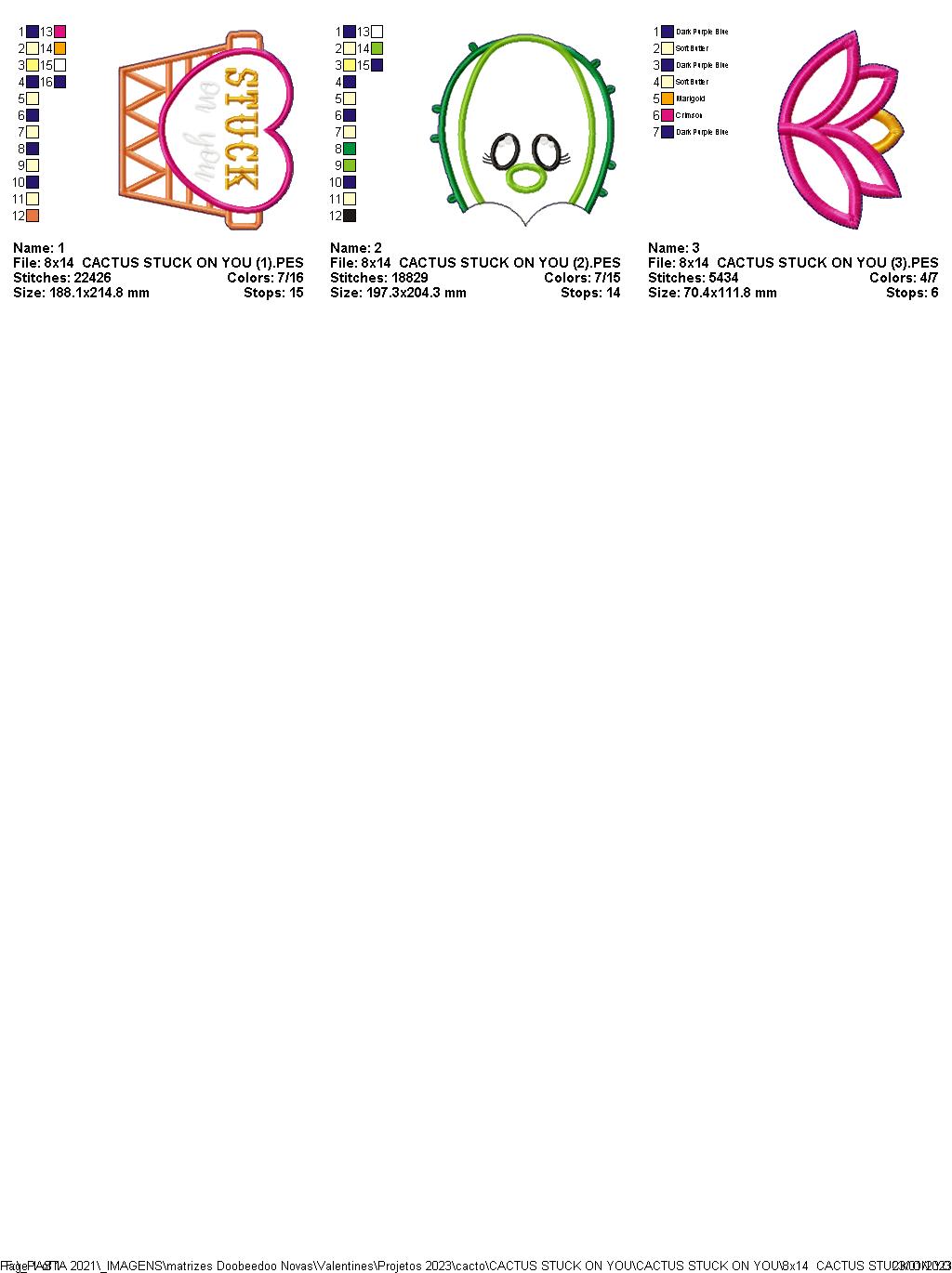 Cactus Stuck on You Valentine's Day - ITH Project - Machine Embroidery Design