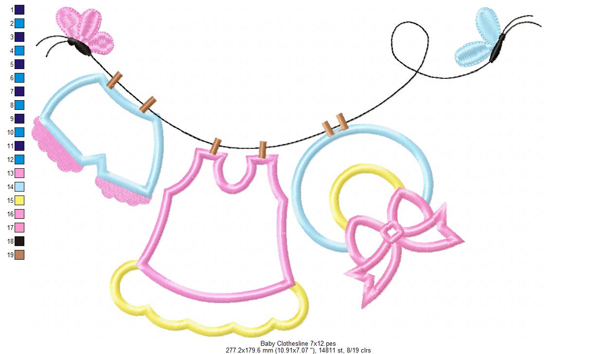Baby Girl Clothesline - Applique
