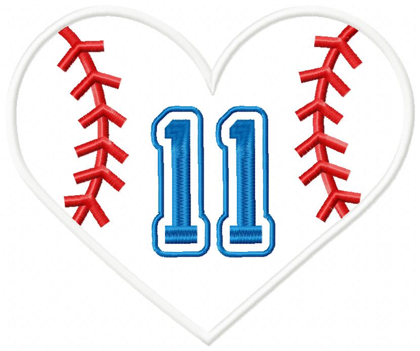 Baseball Softball Birthday Set Numbers 1-11 - Applique