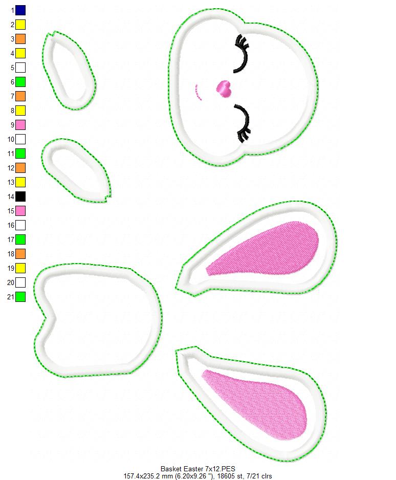 Easter Bunny for Basket - ITH Project - Machine Embroidery Design