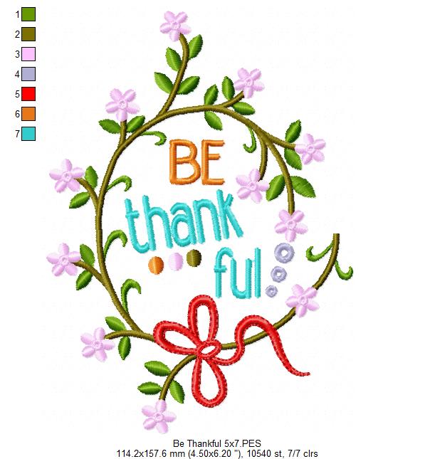 Be Thankful - Fill Stitch
