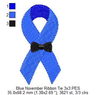 BlueNovember Ribbon with Tie - Fill Stitch