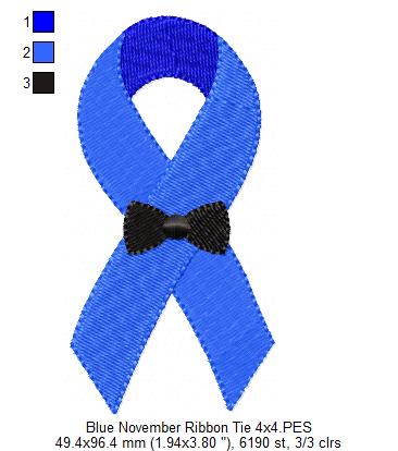 BlueNovember Ribbon with Tie - Fill Stitch