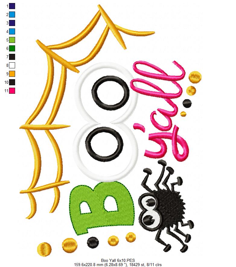 Boo Y'all - Applique - Machine Embroidery Design