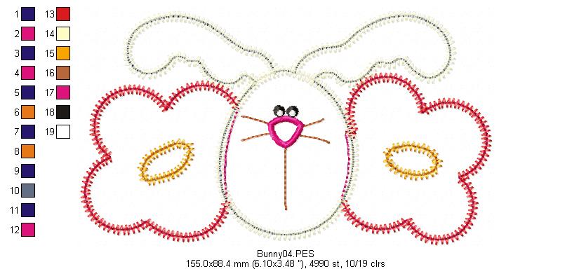 Flowers Bunny - Zig Zag Applique