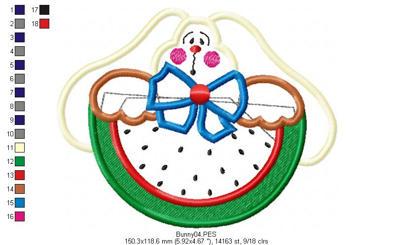 Watermelon Bunny - Applique