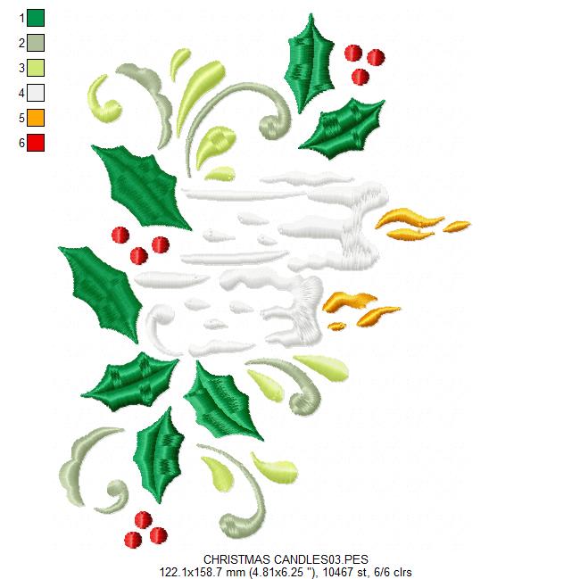 Christmas Candles - Satin Stitch