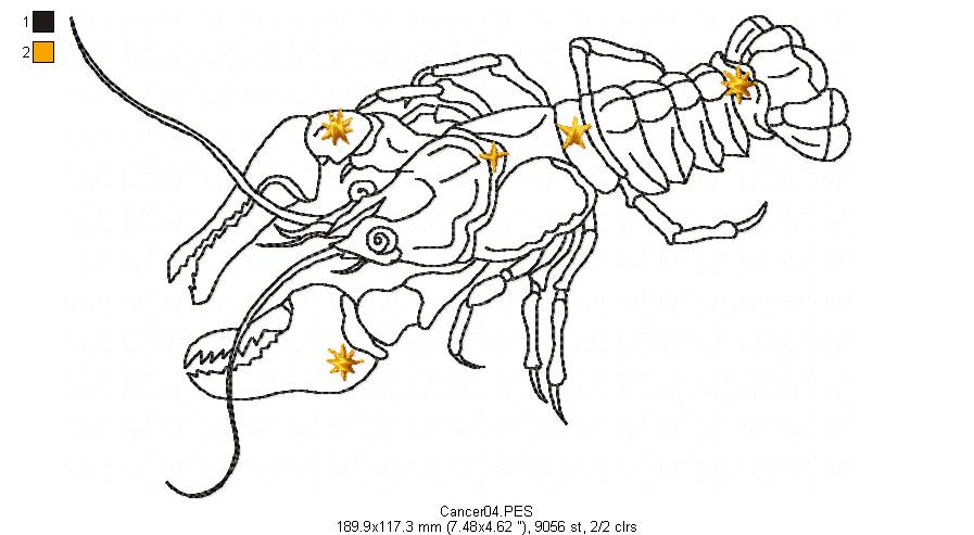 Cancer Constellation - Redwork