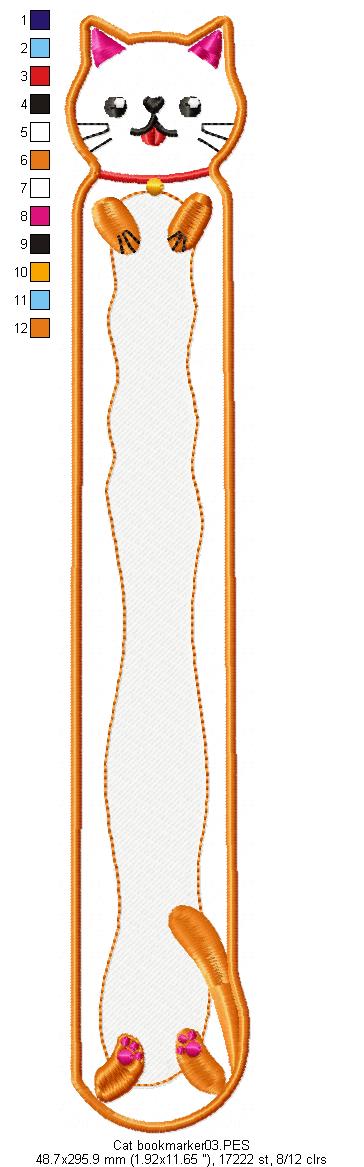 Cute Cat Bookmarker - ITH Project - Machine Embroidery Design