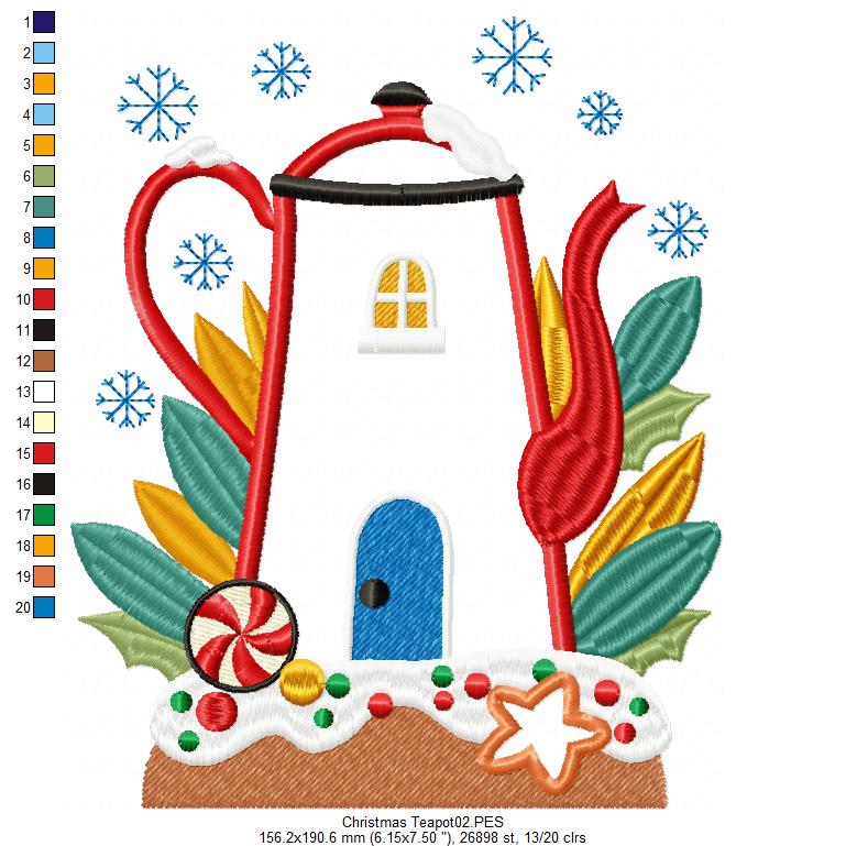 Christmas Teapot - Applique