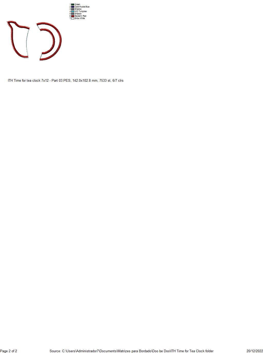 Time for Tea Clock - ITH Project - Machine Embroidery Design