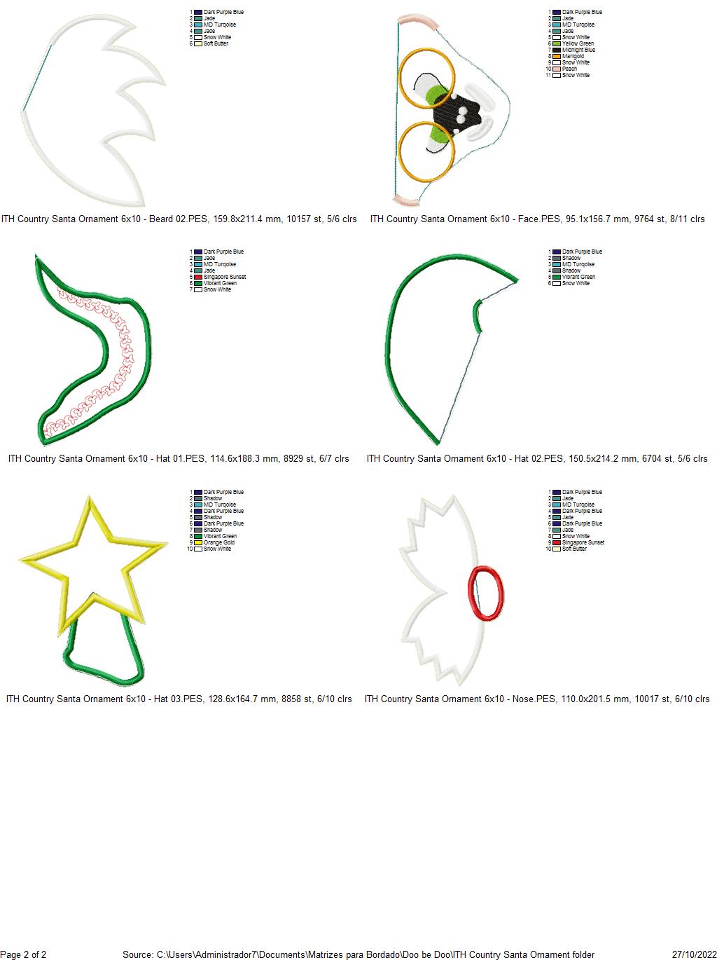 Country Santa Ornament - ITH Project - Machine Embroidery Design