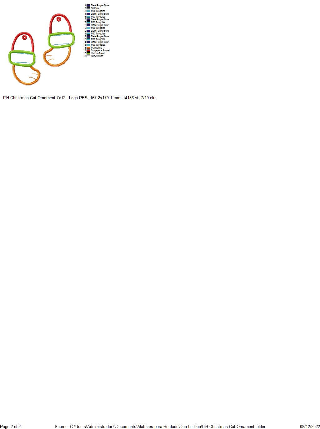 Christmas Cat Ornament - ITH Project - Machine Embroidery Design