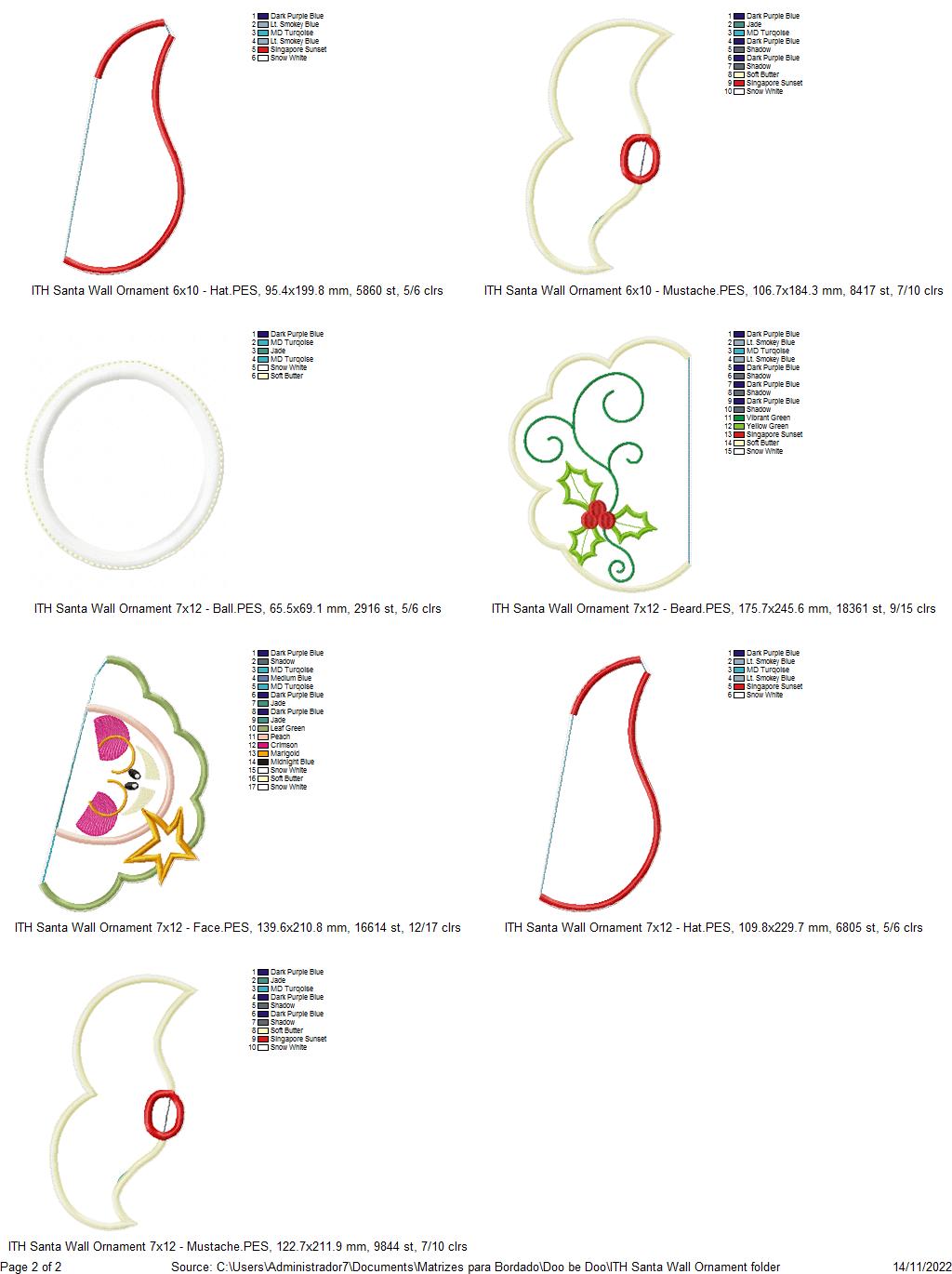 Santa Claus Wall Ornament - ITH Project - Machine Embroidery Design