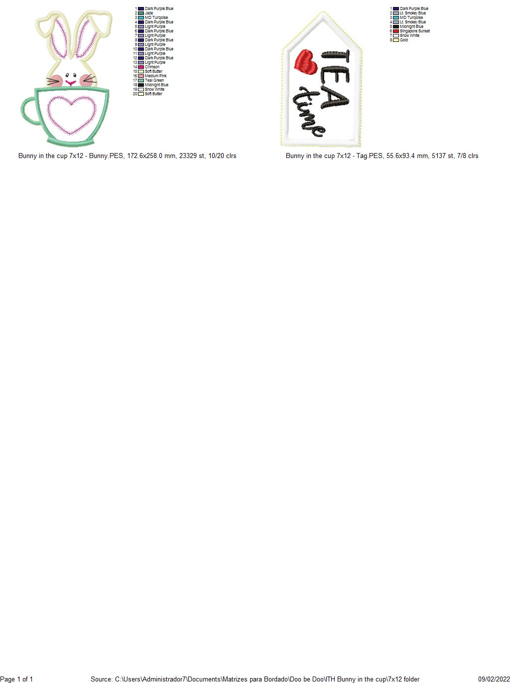 Bunny in the Cup Vase Ornament - ITH Project - Machine Embroidery Design