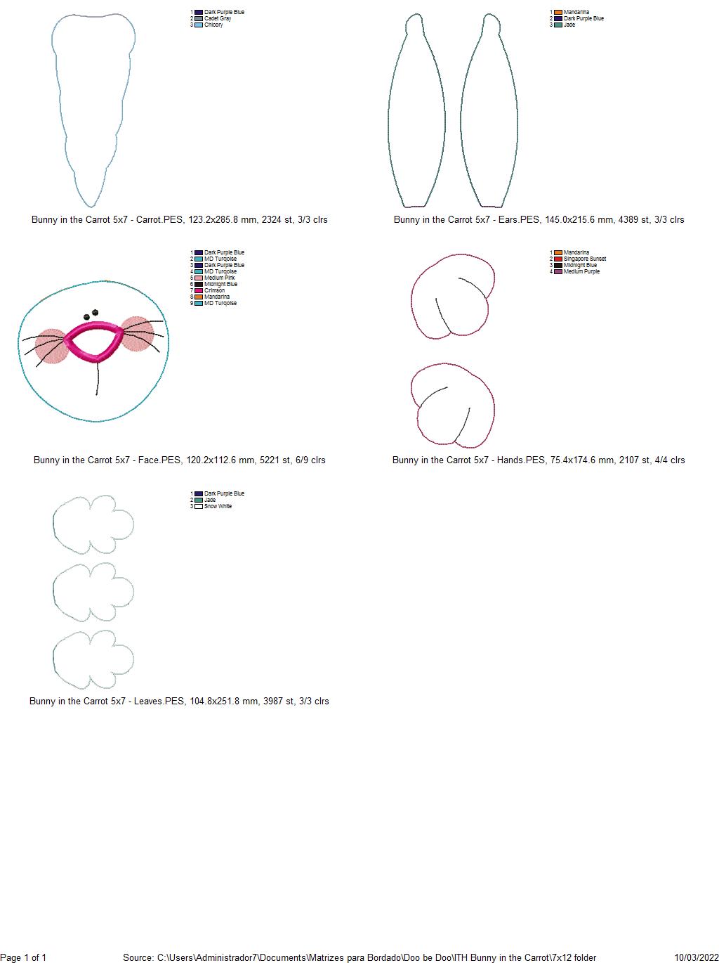 Bunny in the Carrot Ornament - ITH Project - Machine Embroidery Design