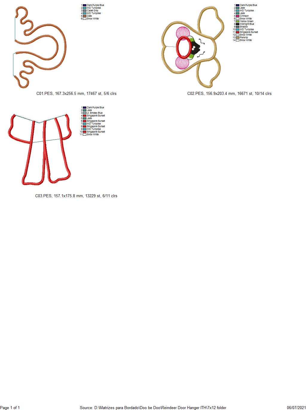 Country Reindeer Ornament - ITH Project - Machine Embroidery Design