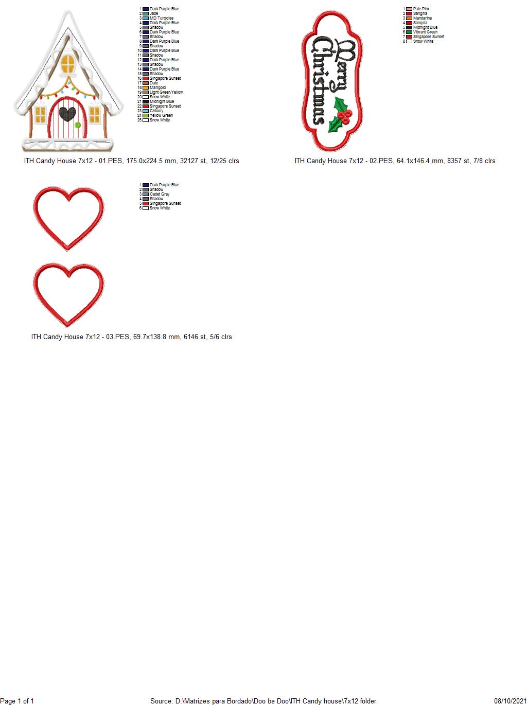 Merry Christmas Candy House Door Ornament - ITH Project - Machine Embroidery Design