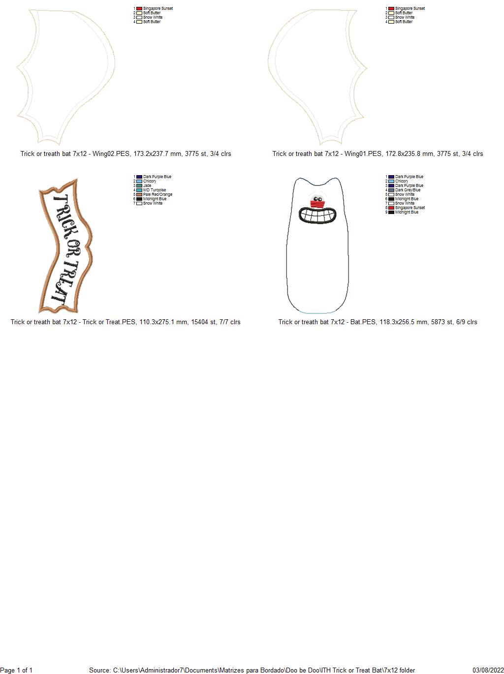 Halloween Bat Stuffie Ornament - ITH Project - Machine Embroidery Design