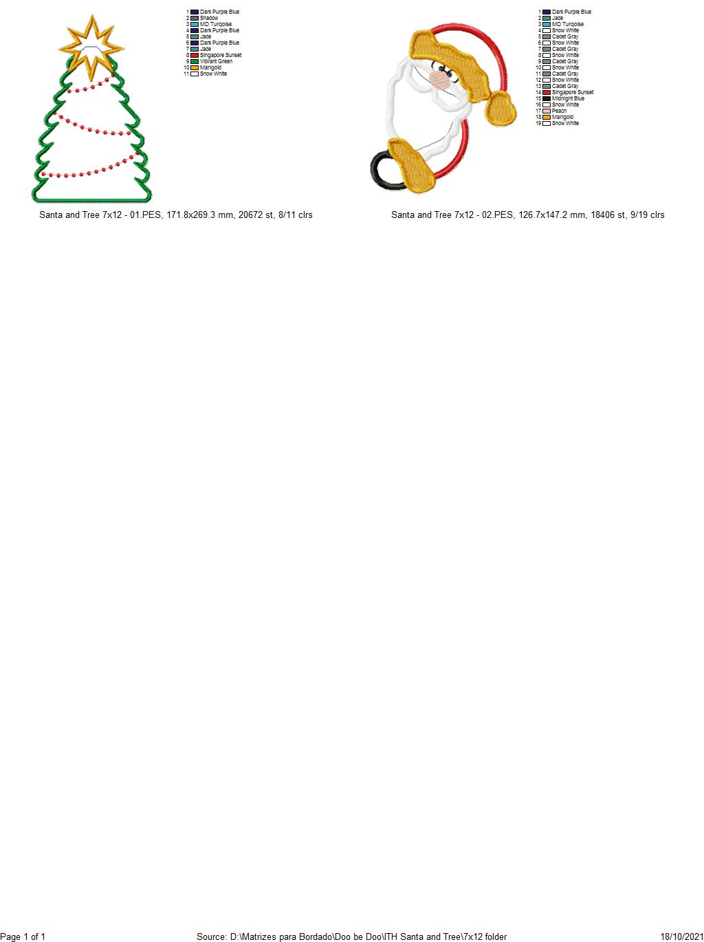 Santa Claus and Christmas Tree Ornament - ITH Project - Machine Embroidery Design
