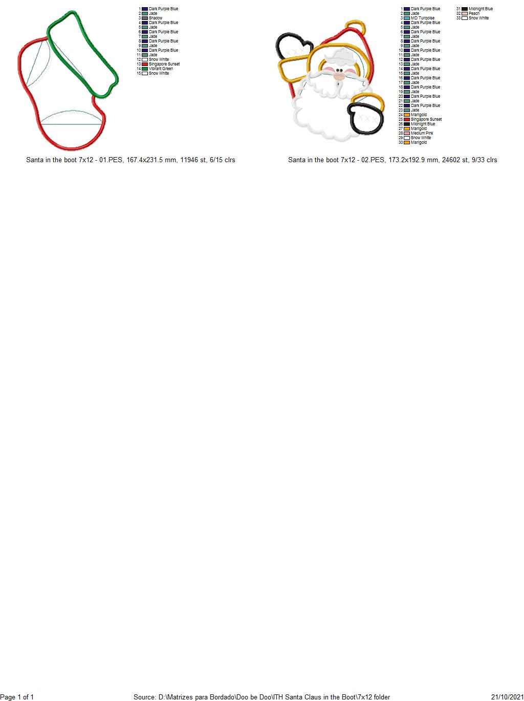 Santa Claus in the Boot Vase Ornament - ITH Project - Machine Embroidery Design