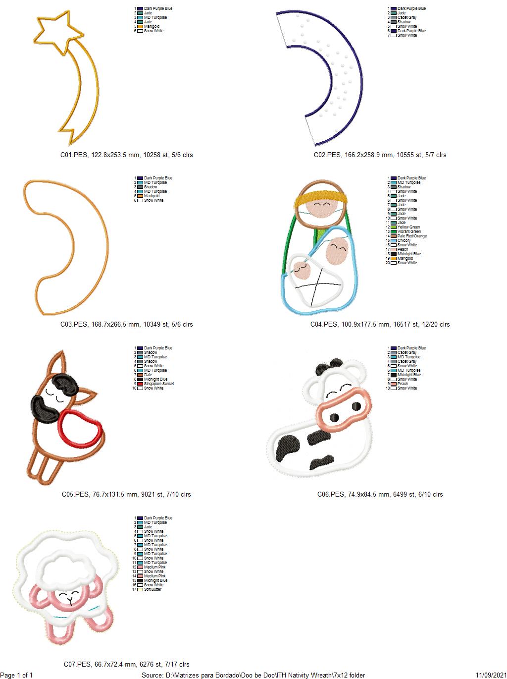 Nativity Wreath - ITH Project - Machine Embroidery Design