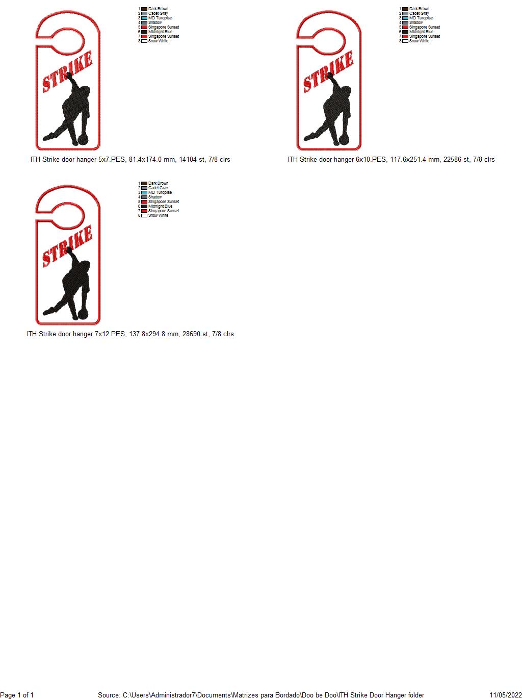 Strike Door Hanger - ITH Project - Machine Embroidery Design