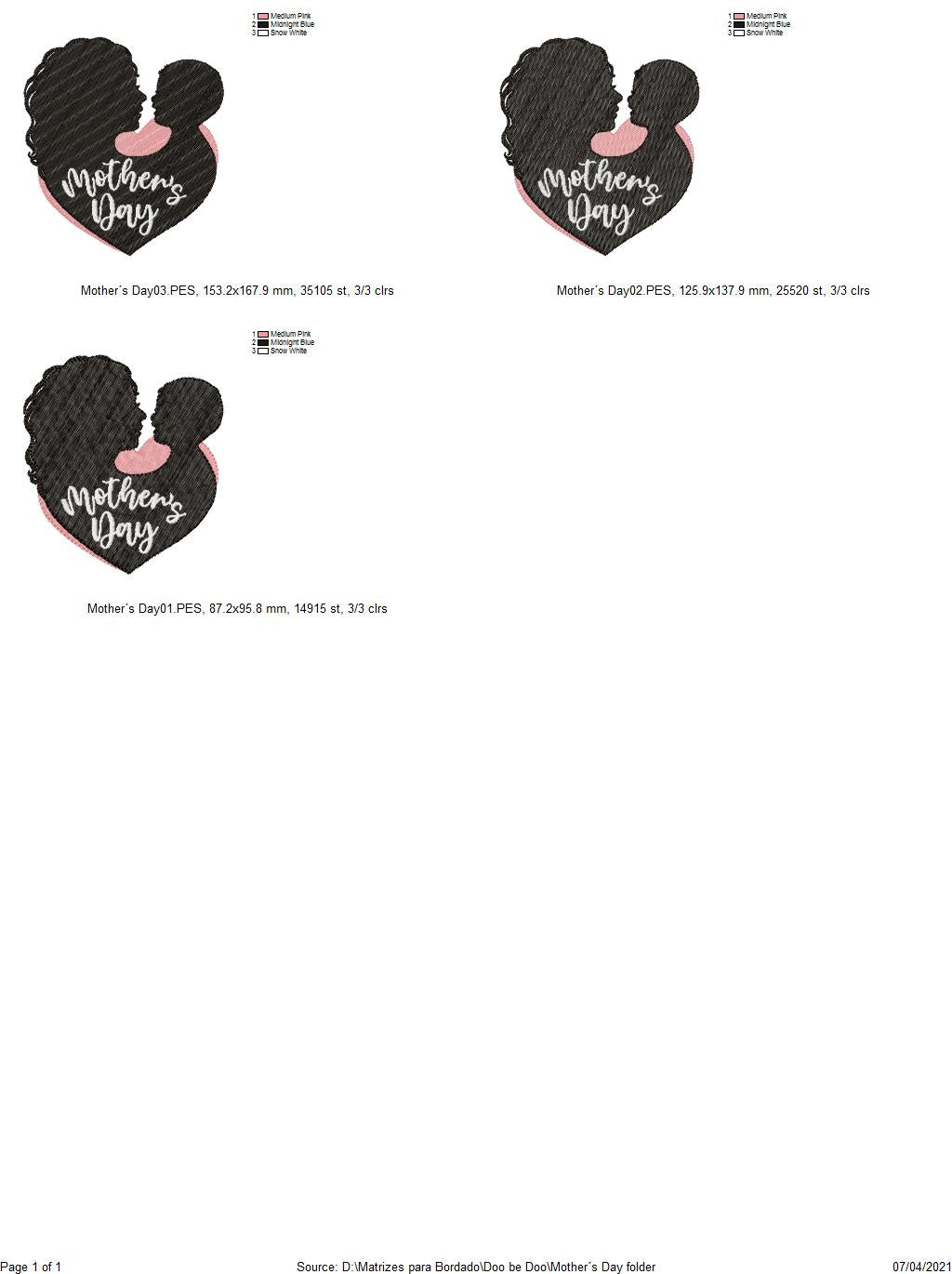 Mother with child Silhouette - Fill Stitch