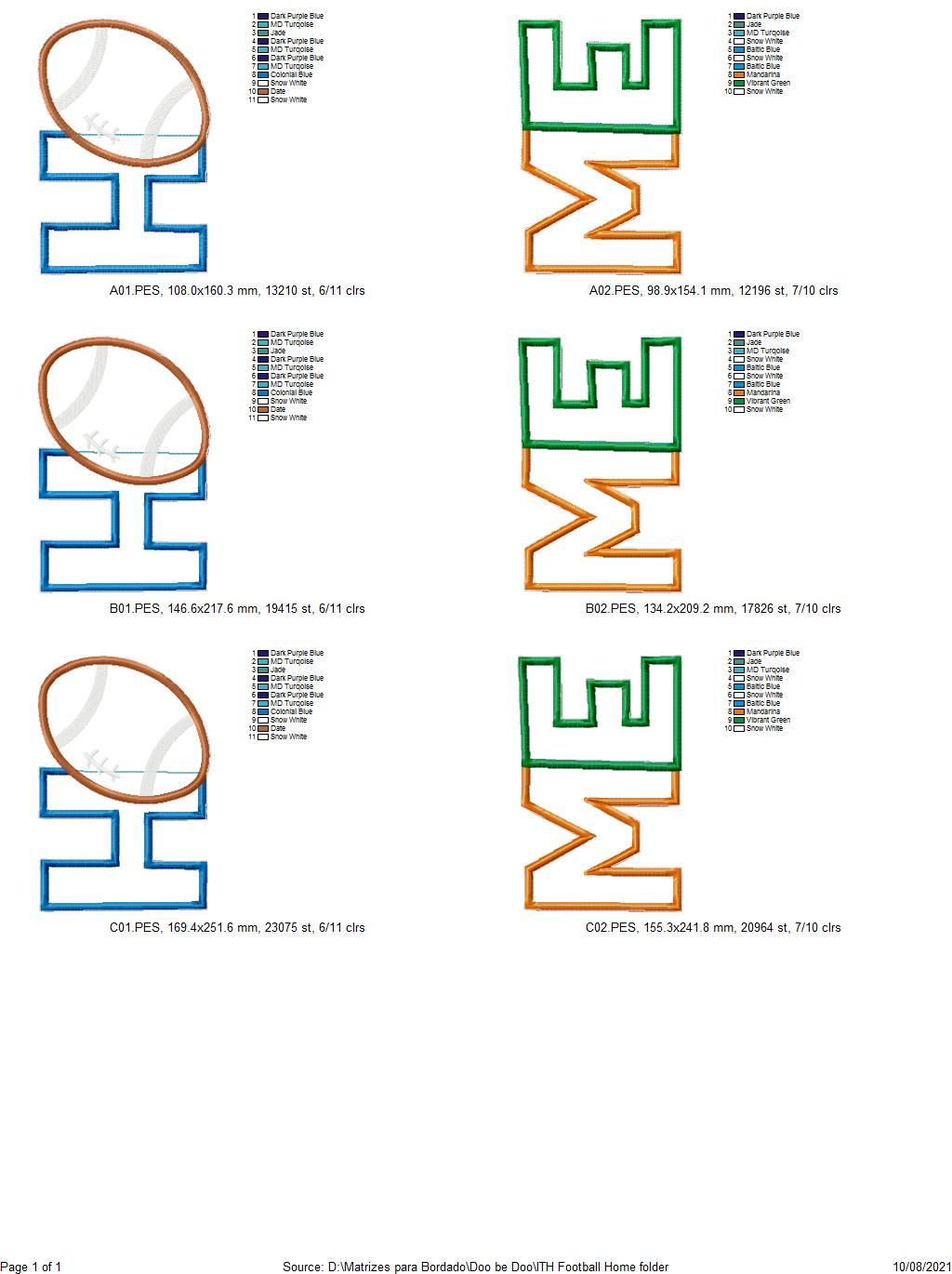 Football Home - ITH Project - Machine Embroidery Design