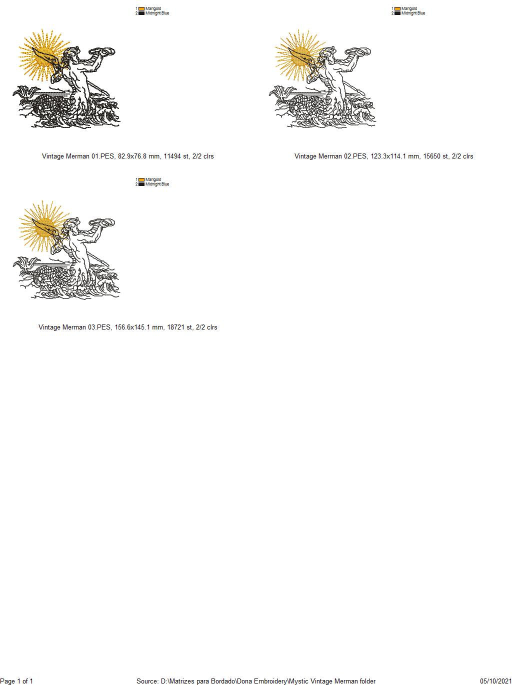 Mystic Mermaid and Merman Pack with 2 designs - Fill Stitch