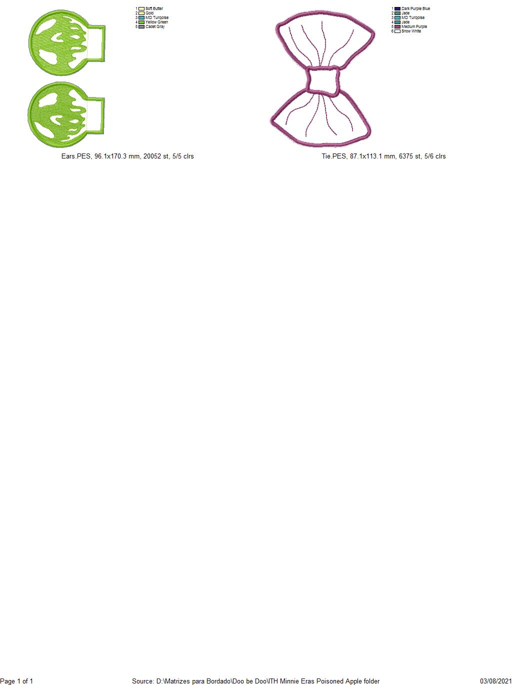 Mouse Ears Poisoned Apple Headband - ITH Project - Machine Embroidery Design