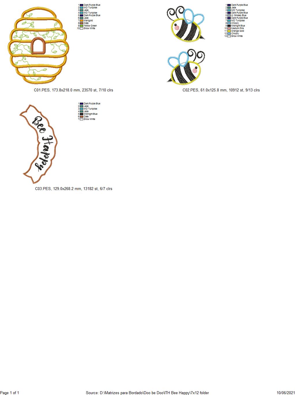 Bee Happy Ornament - ITH Project - Machine Embroidery Design